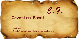 Czvetics Fanni névjegykártya